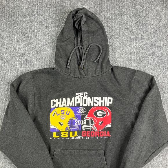 Blue84 Hoodie Mens M Gray SEC Championship 2019 LSU Georgia Pullover Sweatshirt - Picture 1 of 7